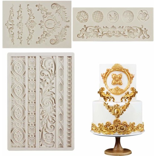 3pc baroque scroll border lace - border,